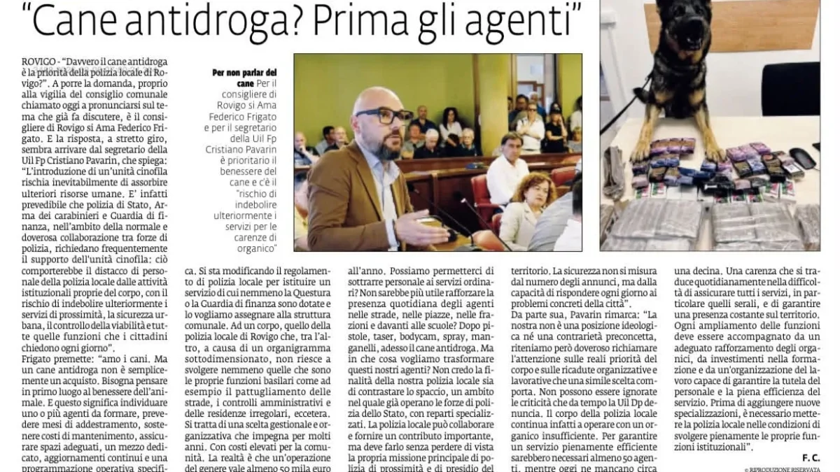 🟪🟪 DAVVERO IL CANE ANTIDROGA È LA PRIORITÀ DELLA CITTA’?